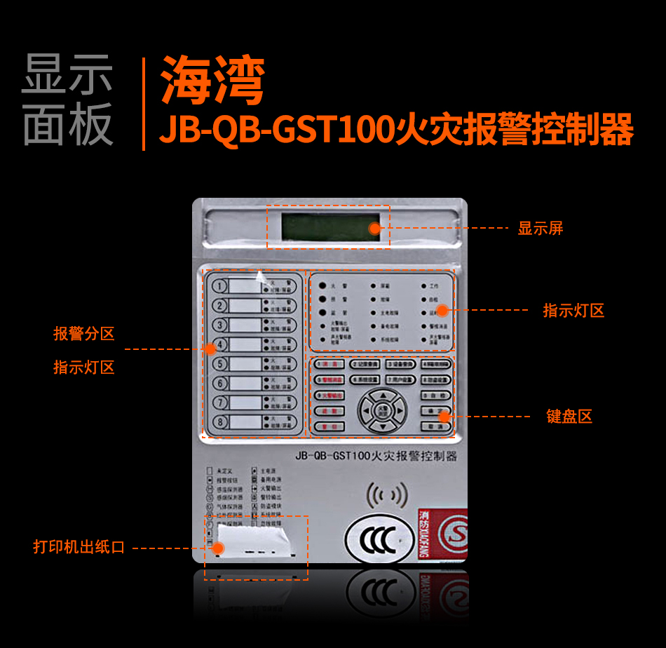 天津海湾JB-QB-GST100天津火灾报警控制器显示面板
